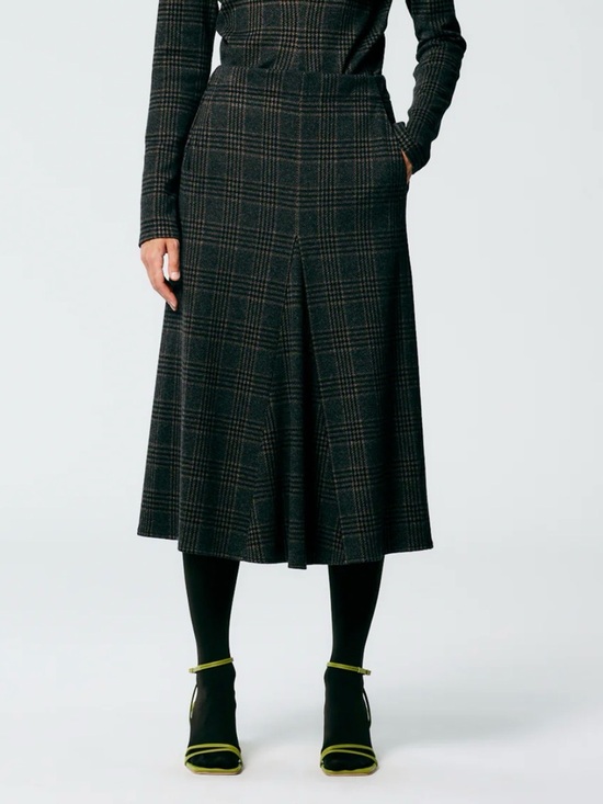 Tibi Dresses & Skirts - Tibi Lutz Knit Godet Midi plaid A-Line Midi Skirt
